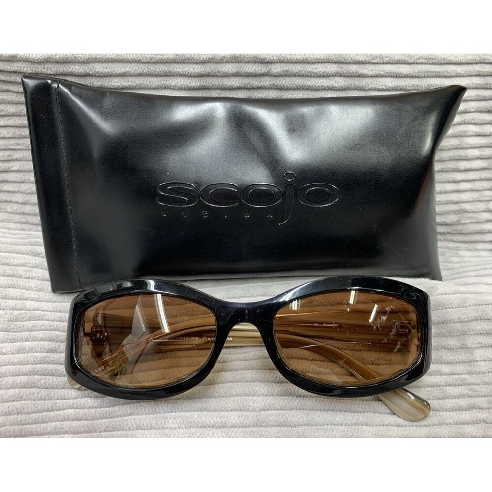 Scojo Vision Solstice +1.00 Reading Glasses Black Brown Frames Case 79610-336